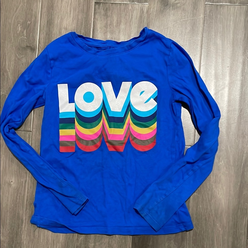 Gap Kids- Blue Kids Shirt with Colorful 'Love' Design- worn twice